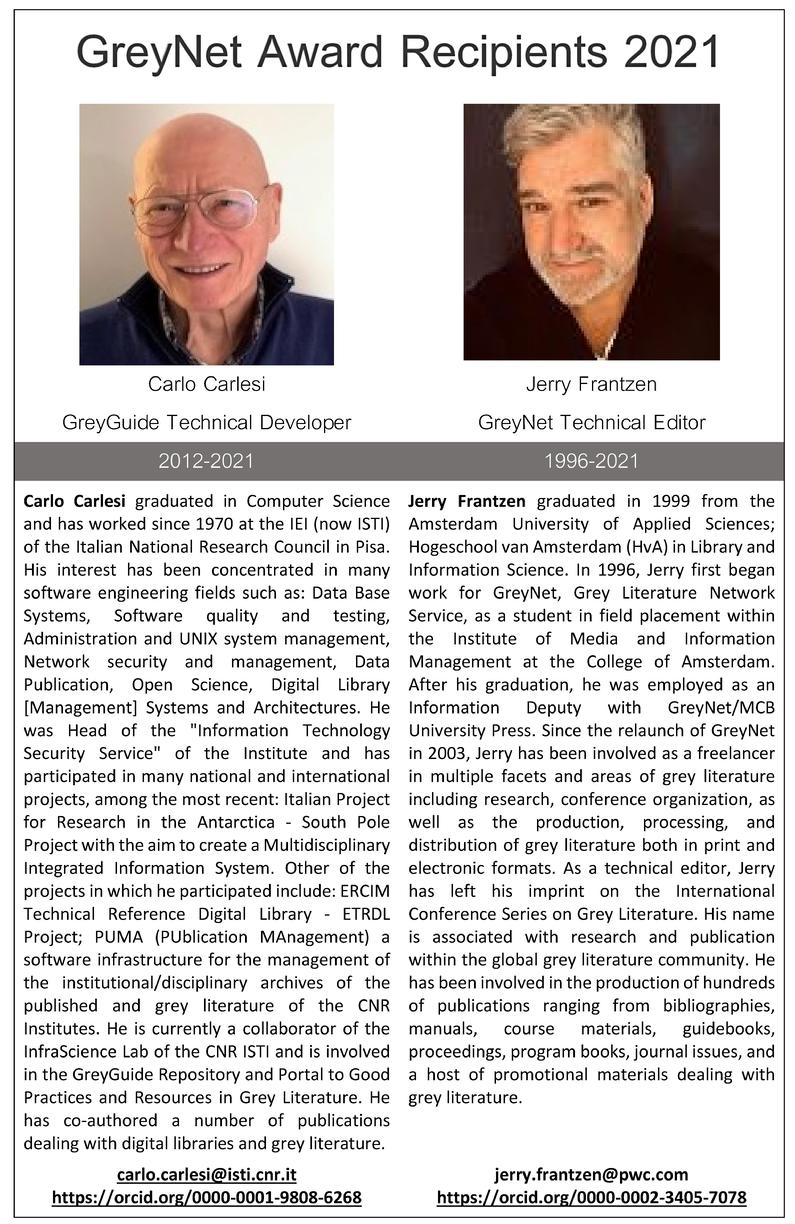 GreyNet Award Recipients 2021