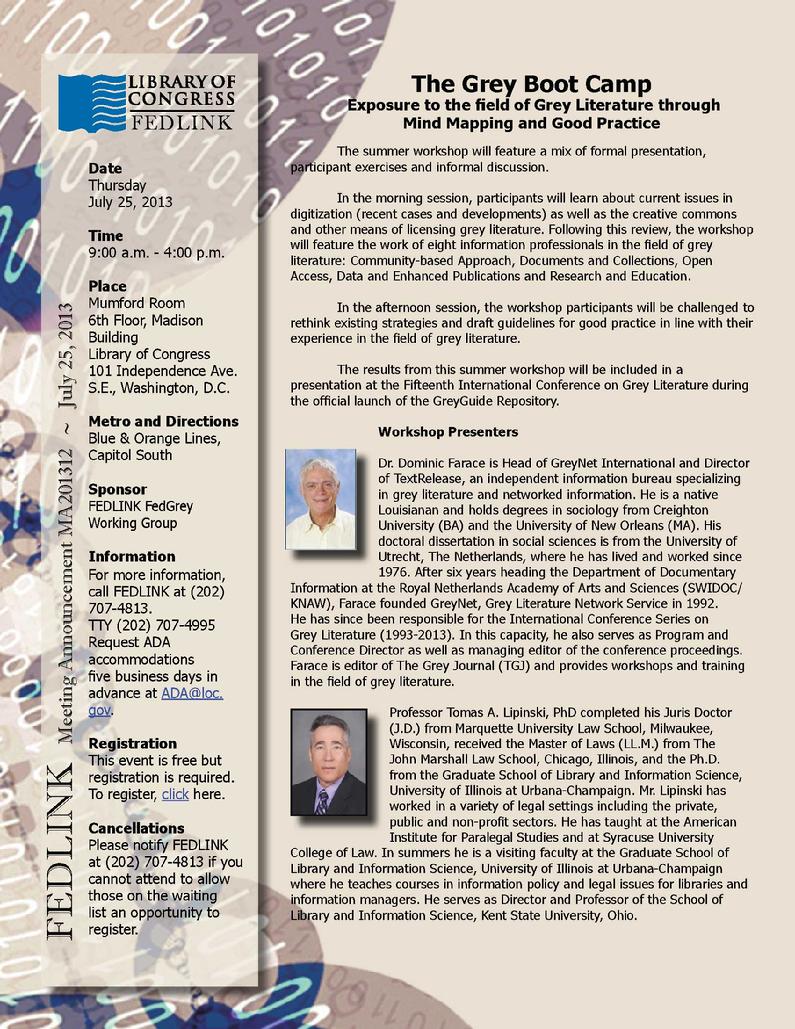 Summer Workshop on Grey Literature